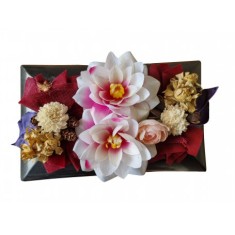 Aranjament cu flori artificiale pentru cimitir 28 x 18 cm foto