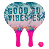 Cumpara ieftin Set palete tenis pentru plaja,good vibes tropical,lemn,38x24 cm, Oem