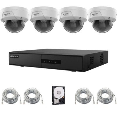 Sistem supraveghere IP Hikvision Hiwatch, 4 camere 4MP, PoE, DVR, Accesorii incluse SafetyGuard Surveillance foto