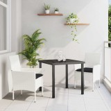 Set de mese și scaune pentru grădină din 3 piese cu perne, din rattan sintetic alb
