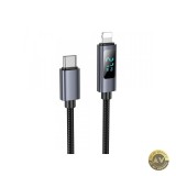 Cablu Date si Incarcare USB-C - Lightning HOCO Display X112 27W 1m Negru