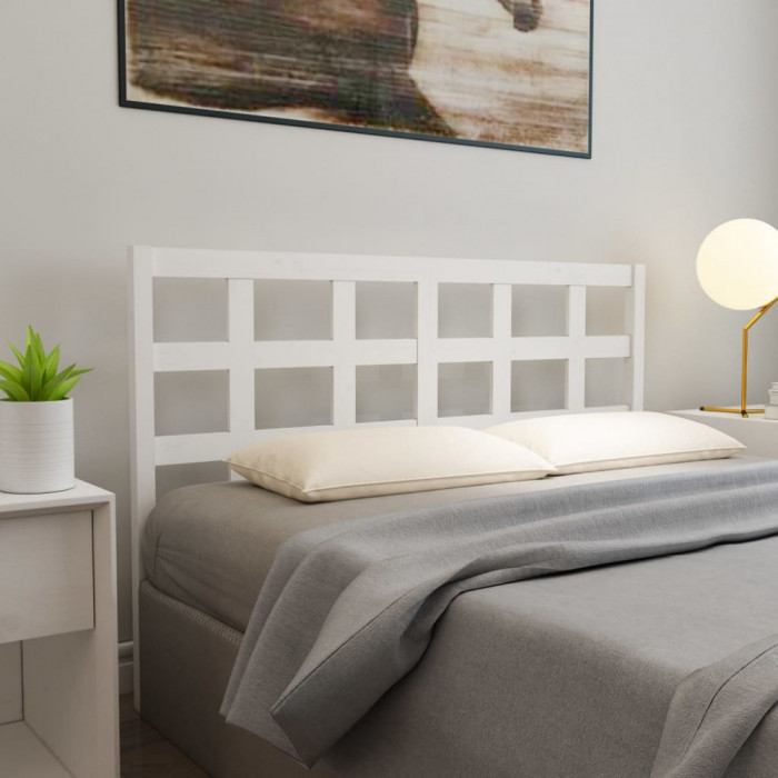 Tablie de pat, alb, 156x4x100 cm, lemn masiv de pin GartenMobel Dekor