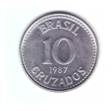 Moneda Brazilia 10 cruzados 1987, stare buna, curata