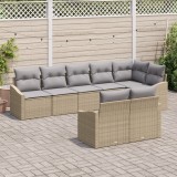 VidaXL Set de dining pentru grădină cu 8 piese, cu perne, bej, rattan poliesteric