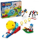 LEGO Sonic Infruntare la Focul de Tabara (77001), 7+, Minifigurina Sonic, Robot G.U.N., Smarald Haos, Inele Aur, Joc Constructie