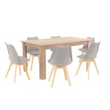Cumpara ieftin Set de masă Lola 6+1 gri-stejar Sonoma