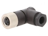 Conector M8 Mamă 3 PIN 90&deg; pe Cablu IP67