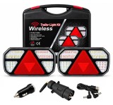 Cumpara ieftin Set Stopuri LED Wireless Magnetice Remorca Rulota Platforma, 12V-24V, 5 Functii, Semnalizare Dinamica, 7 Pini, E-Mark E57, IP65, Valiza