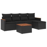 Cumpara ieftin Set mobilier de gradina cu perne, 6 piese, negru, poliratan