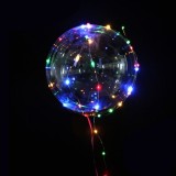 Balon LED Multicolor Rotund 45cm, Baterii Incluse, Suport Bat Verde 90cm, Decor Petrecere Copii, Aniversare, Baloane cu LED
