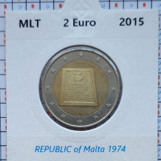 Malta 2 euro 2015 UNC - Republic of 1974 - km 167 - cartonas personalizat D36901