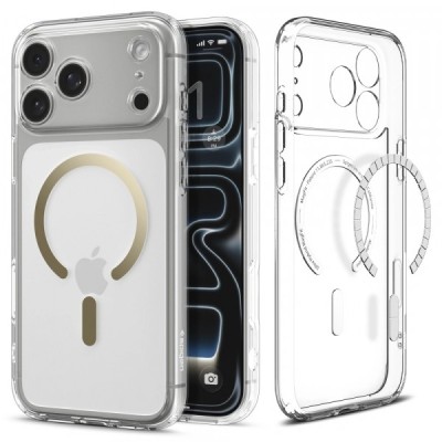 Husa MagSafe pentru Apple iPhone 17 Pro, Spigen, Ultra Hybrid, Aurie Transparenta foto