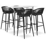 Cumpara ieftin Set mobilier de bar, 5 piese, alb si negru