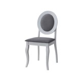 Scaun tapitat de living si bucatarie, KL Benson din lemn masiv, stofa,120 kg, 44.5x50.5x92 cm, alb/gri