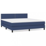 Cumpara ieftin Pat box spring cu saltea, albastru, 180x200 cm, material textil