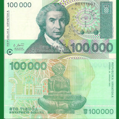 !!! CROATIA - 100.000 DINARI 1993 - P 27 - UNC