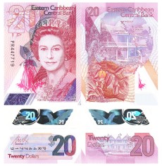 Insulele Caraibe Eastern Caribbean 20 Dolari 2019 Polimer P-58 UNC