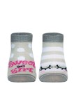 Șosete copii haioase Sweet Girl din bumbac, Funny Legs 284, Gri Deschis, 21-23 (14)