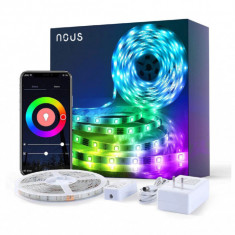 Banda LED RGB inteligenta Nous F1, Wi-Fi, comanda vocala, senzor sincronizare muzica, 18W, 1700 lm - RESIGILAT