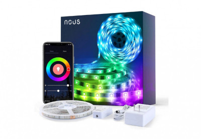 Banda LED RGB inteligenta Nous F1, Wi-Fi, comanda vocala, senzor sincronizare muzica, 18W, 1700 lm - RESIGILAT foto