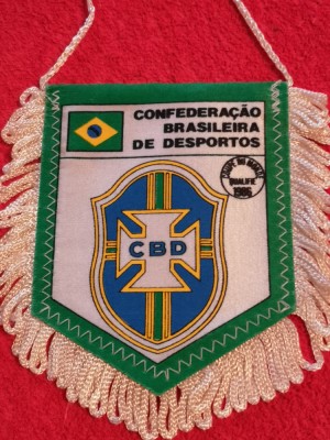 Fanion-Federatia de Fotbal din BRAZILIA (CM 1986)-pe spate rezultate calificari foto