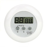 Mini timer, cronometru de bucatarie cu clema de agatat si magnet, diametru 6.5 cm - Alb