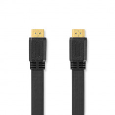 Cablu HDMI de mare viteza cu Ethernet 4K30Hz, plat, 10m, negru, Nedis