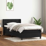 vidaXL Pat box spring cu saltea, negru, 90x210 cm, catifea 3318101