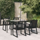 Set mobilier gradina vidaXL, 5 piese, ratan PVC negru, masa sticla securizata 160x80x74cm, scaune 53x57x77cm, otel vopsit electrostatic