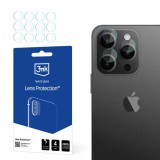 Folie de protectie Camera Spate 3MK Protection pentru Apple iPhone 15 Pro Max, Sticla Securizata, Set 4 bucati, Transparenta