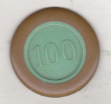 bnk jt Jeton Cazinoul Sinaia - 100 - Cerc Autorizat Persoana Juridica - maro deschis - verde