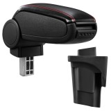 Cumpara ieftin Cotiera Auto pentru Seat Leon cu Compartiment pentru Depozitare, Reglabila, Imitatie Piele, Negru cu Cusatura Rosie