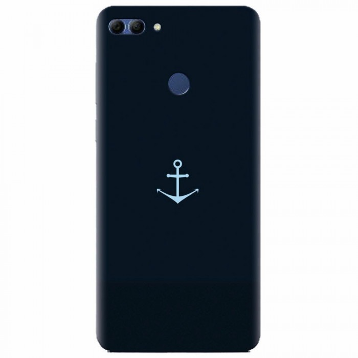 Husa silicon pentru Huawei Y9 2018, Blue Navy Anchor Illustration Flat