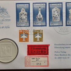 GERMANIA - FDC SI MEDALIE DIN PORTELAN - PHILATELIA 1989 - KOLN