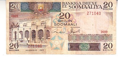 B11 2 - Bancnota foarte veche - Somalia - 20 shilin - 1989 foto