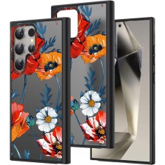 Hus&Auml; pentru samsung galaxy s25 ultra, flower 14, protec&Egrave;ie camer&Auml;, anti&Egrave;oc, design slim, negru