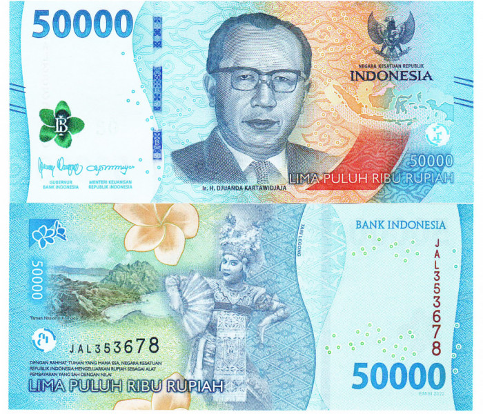 Indonezia 50 000 Rupii 2022 P-167 UNC