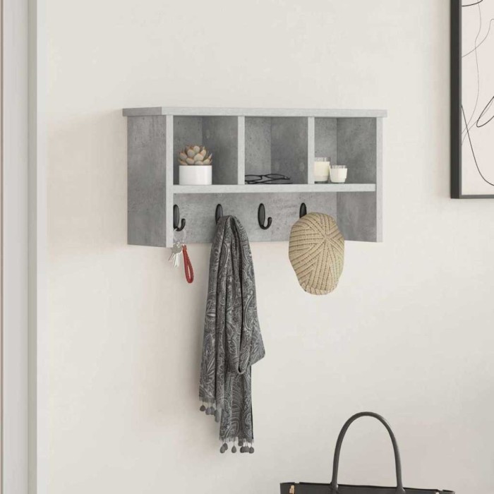 vidaXL Răcător de paltoane montat pe perete Gri beton 50 x 16 x 26 cm 874310