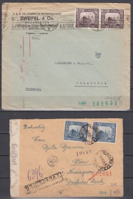 ROMANIA 1941 LP 144 MONUMENTE ISTORICE/PLIC CIRCULAT ROMANIA-GERMANIA CENZURAT LOT DOUA PLICURI FRANCATE CU MONUMENTE ISTORICE CIRCULATE foto