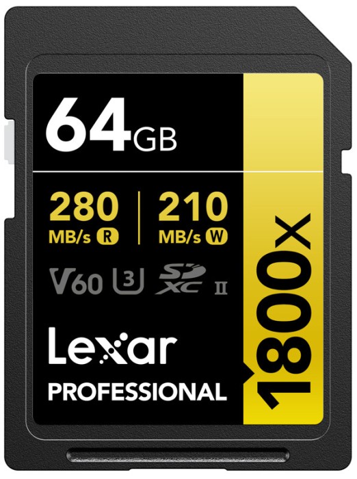 Lexar SDXC Pro 1800x U3 UHS-II R280/W210 (V60) 64GB
