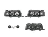Set faruri tuning AUDI 80 (B4), 09.1991-12.1996, Taiwan, partea stanga+dreapta, cu lumina parcare fibra optica;tip bec H1+H1; manual/electric; negru,