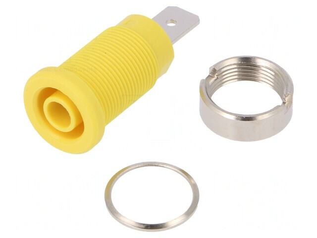 Soclu Banană Galbenă 4mm 32A 1kV Nichelat Panou