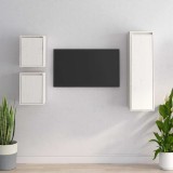 VidaXL Comode TV, 3 buc., alb, lemn masiv de pin