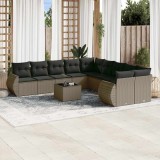 vidaXL Set canapele de grădină cu perne, 11 piese, gri, poliratan 3254259