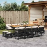 vidaXL Set mobilier de grădină cu perne, 13 piese, negru, poliratan 3211527