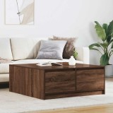 VidaXL Masuta de cafea cu sertare Stejar maro 100x100x40 cm