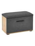 Dulap pentru pantofi tip bancheta HM Lima ST2, Pal melaminat, stofa, capacitate 6 perechi, stejar wotan/antracit