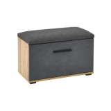 Dulap pentru pantofi tip bancheta HM Lima ST2, Pal melaminat, stofa, capacitate 6 perechi, stejar wotan/antracit