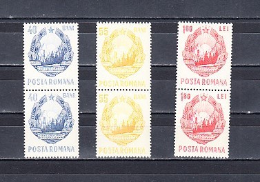 M1 TX5 5 - 1967 - Stema RSR - uzuale - perechi de cate doua timbre