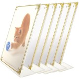 Suport vertical pentru afise, cu rama aurie, din acril transparent, 44 buc